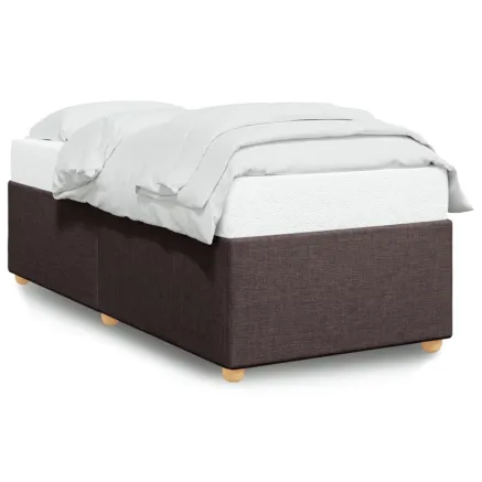 Cadre de lit sans matelas marron foncé 100x200 cm tissu 2