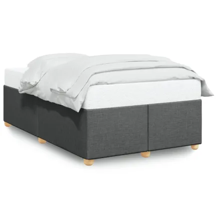 Cadre de lit sans matelas gris foncé 120x190 cm tissu 2