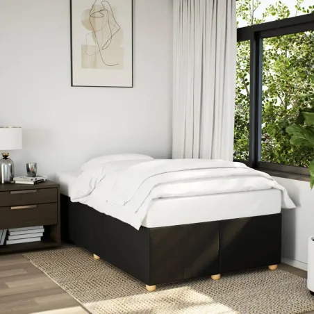 Cadre de lit sans matelas noir 120x190 cm tissu