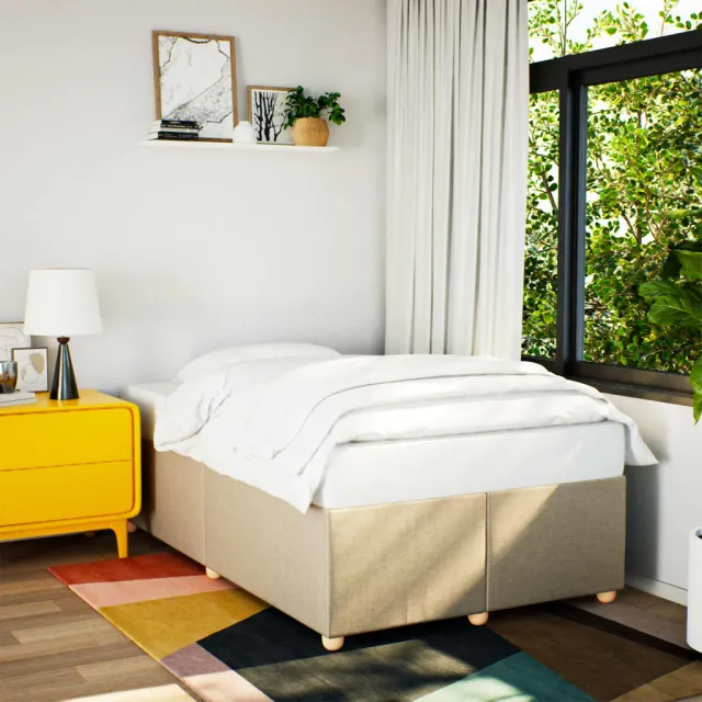 Cadre de lit sans matelas crème 120x190 cm tissu