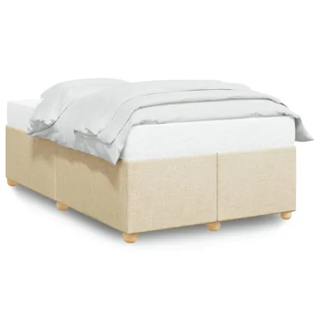 Cadre de lit sans matelas crème 120x190 cm tissu