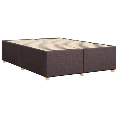 Cadre de lit sans matelas marron foncé 140x190 cm tissu