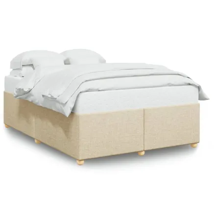 Cadre de lit sans matelas crème 140x190 cm tissu 2