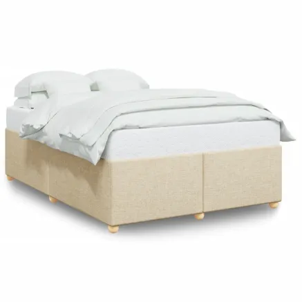 Cadre de lit sans matelas crème 140x200 cm tissu 2