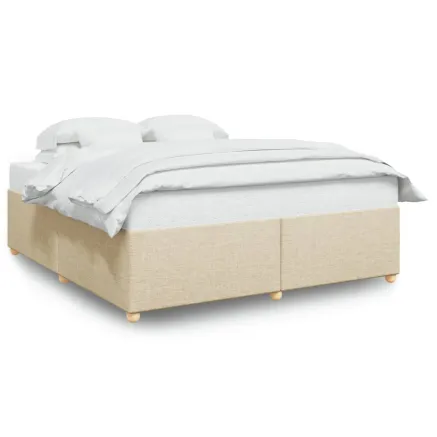 Cadre de lit sans matelas crème 180x200 cm tissu 2