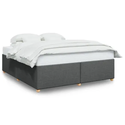 Cadre de lit sans matelas gris foncé 200x200 cm tissu 2