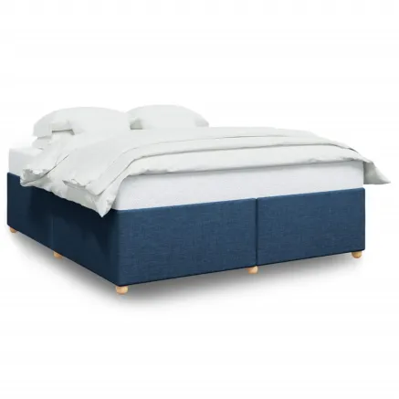 Cadre de lit sans matelas bleu 200x200 cm tissu 2