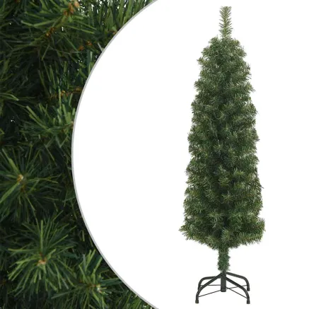 Sapin de Noël artificiel mince avec support vert 120 cm PVC