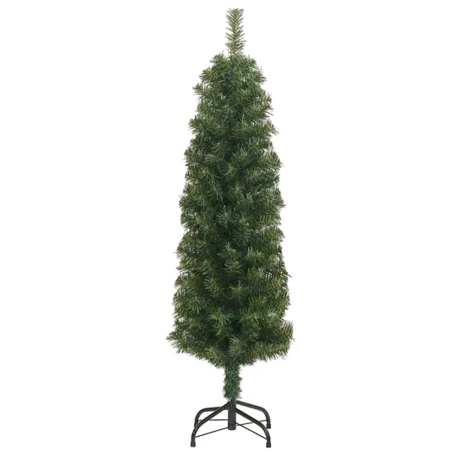 Sapin de Noël artificiel mince avec support vert 120 cm PVC