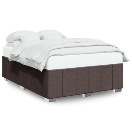 Cadre de lit sans matelas marron foncé 140x190 cm tissu 2