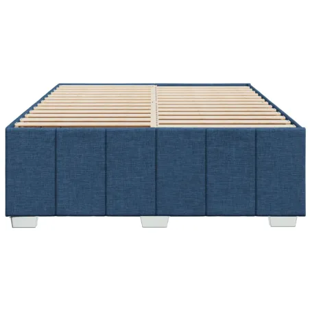 Cadre de lit sans matelas bleu 140x190 cm tissu