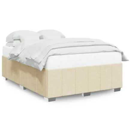 Cadre de lit sans matelas crème 140x200 cm tissu 2