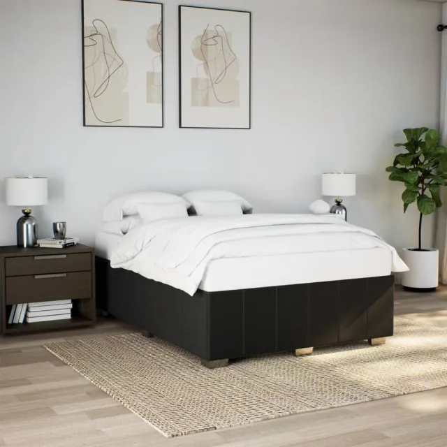 Cadre de lit sans matelas noir 160x200 cm tissu