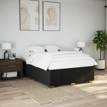 Cadre de lit sans matelas noir 160x200 cm tissu