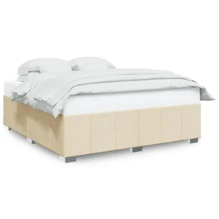 Cadre de lit sans matelas crème 180x200 cm tissu 2