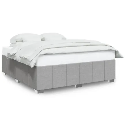 Cadre de lit sans matelas gris clair 200x200 cm tissu 2