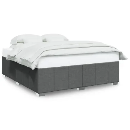 Cadre de lit sans matelas gris foncé 200x200 cm tissu 2