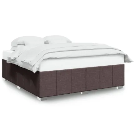 Cadre de lit sans matelas marron foncé 200x200 cm tissu 2