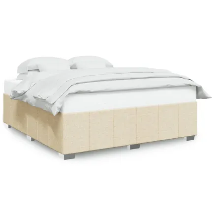 Cadre de lit sans matelas crème 200x200 cm tissu 2