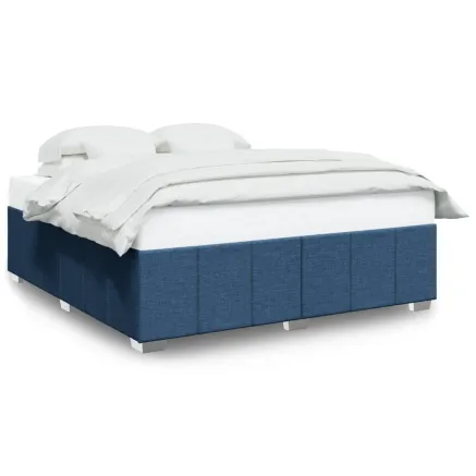 Cadre de lit sans matelas bleu 200x200 cm tissu 2