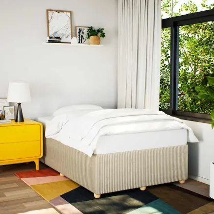 Cadre de lit sans matelas crème 120x190 cm tissu