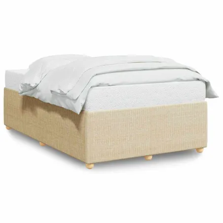 Cadre de lit sans matelas crème 120x190 cm tissu
