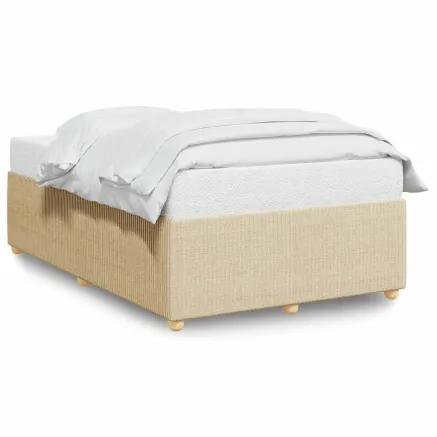 Cadre de lit sans matelas crème 120x200 cm tissu 2