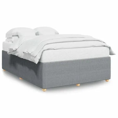Cadre de lit sans matelas gris clair 140x190 cm tissu