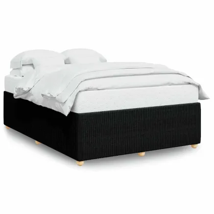 Cadre de lit sans matelas noir 140x190 cm tissu 2