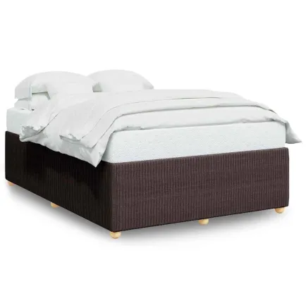 Cadre de lit sans matelas marron foncé 140x190 cm tissu 2