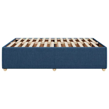 Cadre de lit sans matelas bleu 140x200 cm tissu