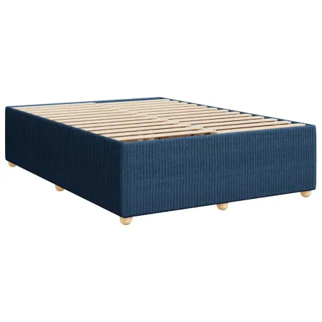 Cadre de lit sans matelas bleu 160x200 cm tissu