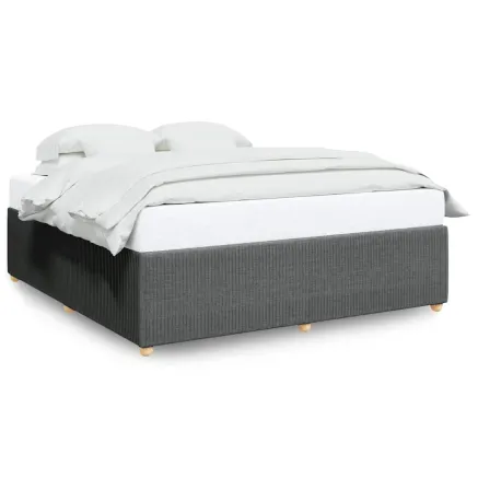Cadre de lit sans matelas gris foncé 180x200 cm tissu 2
