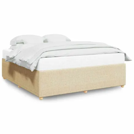 Cadre de lit sans matelas crème 180x200 cm tissu 2