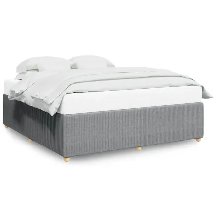 Cadre de lit sans matelas gris clair 200x200 cm tissu 2