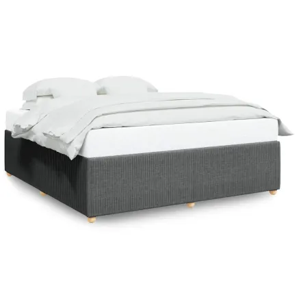 Cadre de lit sans matelas gris foncé 200x200 cm tissu 2