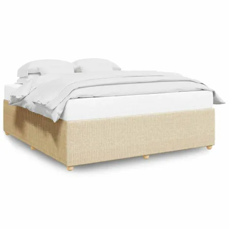 Cadre de lit sans matelas crème 200x200 cm tissu