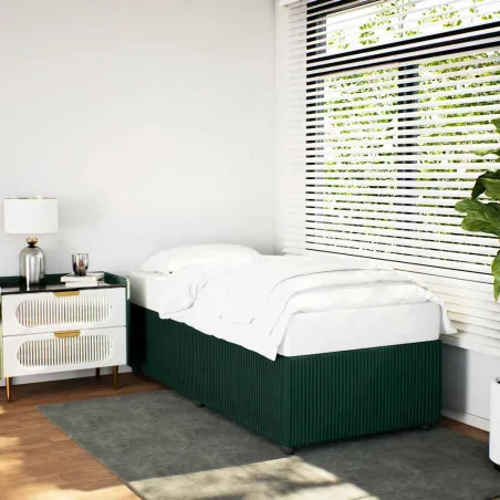 Cadre de lit sans matelas vert foncé 80x200 cm velours