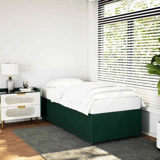 Cadre de lit sans matelas vert foncé 90x190 cm velours