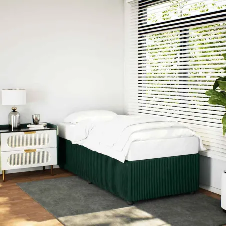 Cadre de lit sans matelas vert foncé 90x190 cm velours