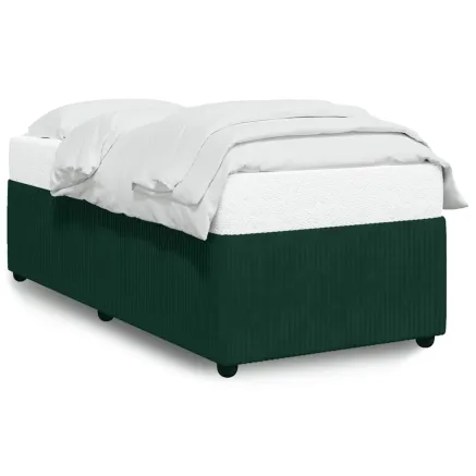 Cadre de lit sans matelas vert foncé 90x190 cm velours 2