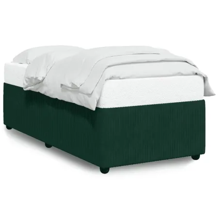 Cadre de lit sans matelas vert foncé 90x190 cm velours