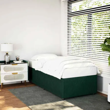 Cadre de lit sans matelas vert foncé 90x200 cm velours