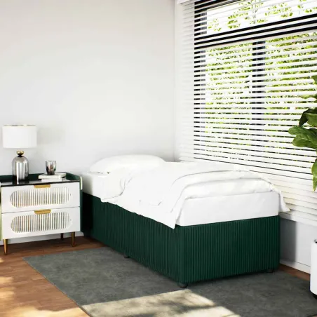 Cadre de lit sans matelas vert foncé 100x200 cm velours