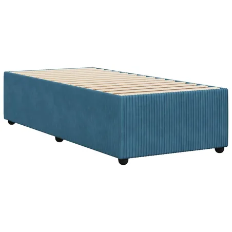 Cadre de lit sans matelas bleu 100x200 cm velours