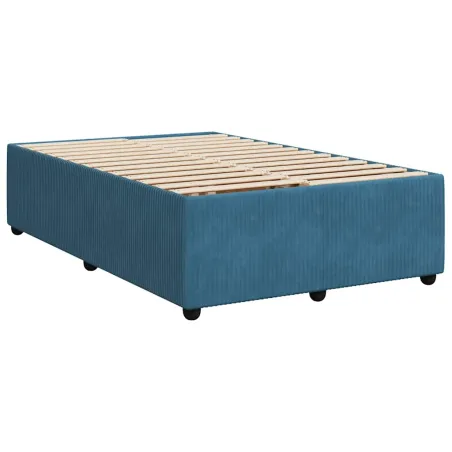 Cadre de lit sans matelas bleu 120x190 cm velours