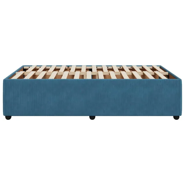 Cadre de lit sans matelas bleu 120x200 cm velours