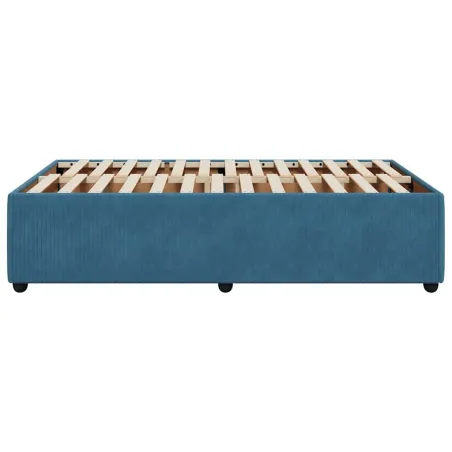 Cadre de lit sans matelas bleu 120x200 cm velours