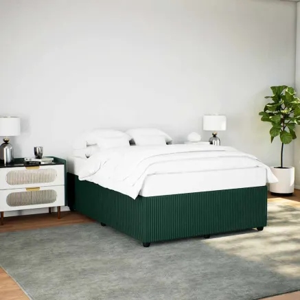 Cadre de lit sans matelas vert foncé 140x190 cm velours