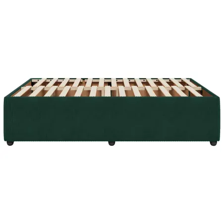 Cadre de lit sans matelas vert foncé 140x200 cm velours